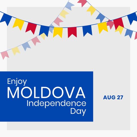Moldova Independence Day Celebration Card with Festive Bunting - Download Free Stock Templates Pikwizard.com