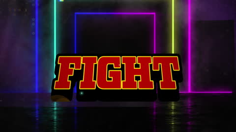 Retro Neon Fight Text with Futuristic Glow