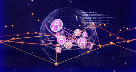 Global Network Visualization with Data and Social Connectivity Icons
