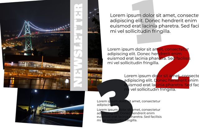 Urban Exploration Newsletter Template with Night Bridge View for Blogs and Events - Download Free Stock Templates Pikwizard.com