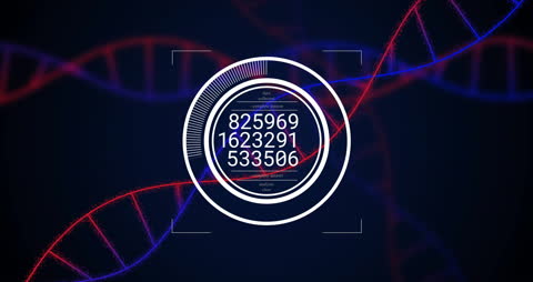 Futuristic DNA Data Analysis Interface with Tech Elements