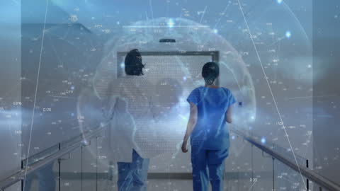 Doctors Rushing to Emergency Amidst Global Data Overlay