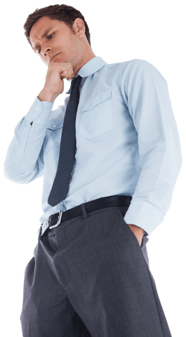 Transparent Businessman Contemplating Success in Formal Wear