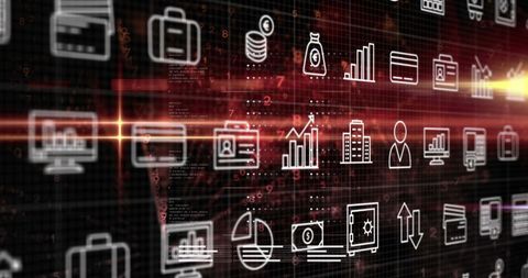 Digital Interface with Financial and Business Icons - Download Free Stock Images Pikwizard.com