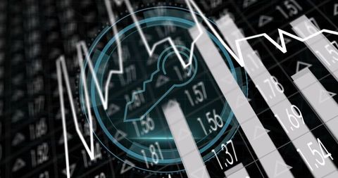 Digital Security Lock Overlaying Financial Data Charts - Download Free Stock Images Pikwizard.com