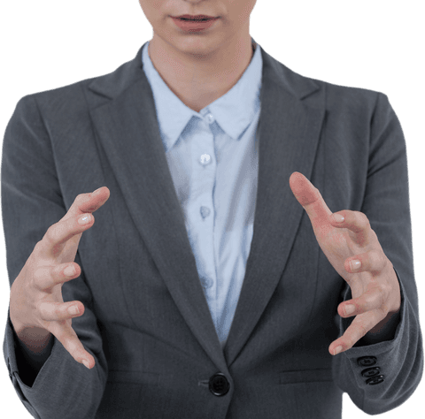 Businesswoman Gesturing in Suit on Transparent Background