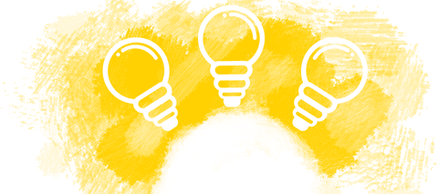 Three Light Bulbs on Yellow Transparent Spray Paint Concept Illustration