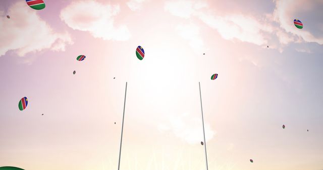 Rugby Balls with Namibia Flag Soaring Above Stadium - Download Free Stock Images Pikwizard.com