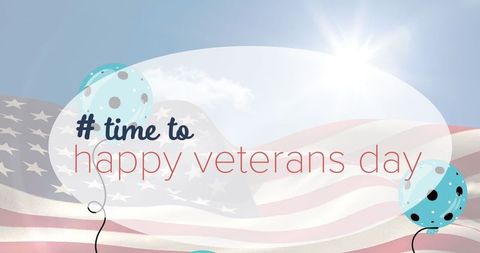 Veterans Day Celebration with Balloons and American Flag Background