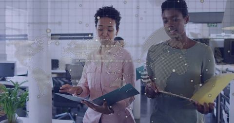 Global Business Collaboration Between Colleagues in Modern Office