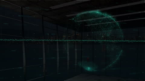 Digital Globe with Data Visualization in Glass Office
