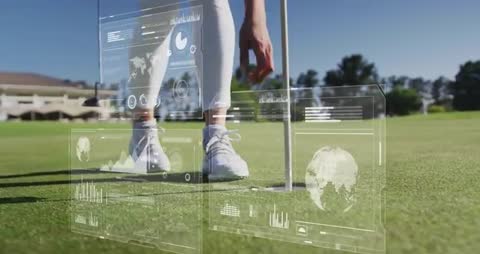 Female Golfer Exploring Tech-Enhanced Golfing Experience