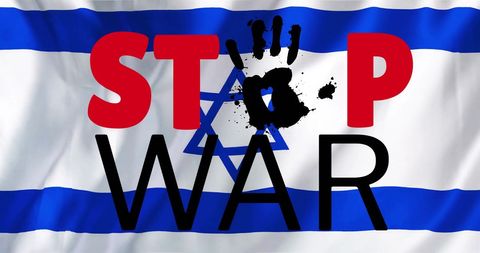 Stop War Message Overlaying Israeli Flag Highlighting Peace Efforts