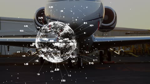 Global Business Network and Aviation Technology Concept