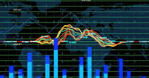 Global Financial Data Processing with Graphs and Charts Overlay - Download Free Stock Images Pikwizard.com