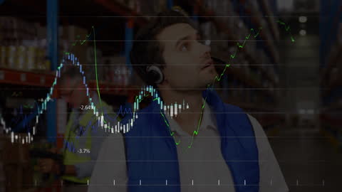 Warehouse Worker Analyzing Stock Market Trends