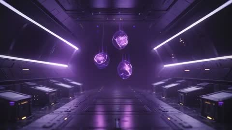 Futuristic Corridor with Pulsing Energy Spheres in Sci-Fi Laboratory