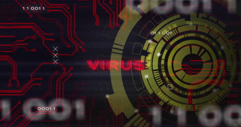 Abstract Digital Virus Concept with Red Cyber Elements