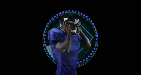 Futuristic Animation of Spinning Human Brain with Data Overlay