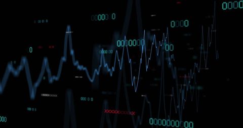 Digital blue financial graph and data processing concept