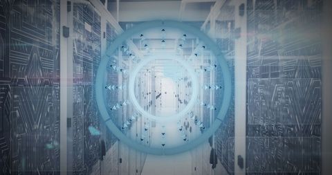 Futuristic Data Center Server Network with Digital Interface Overlay - Download Free Stock Images Pikwizard.com