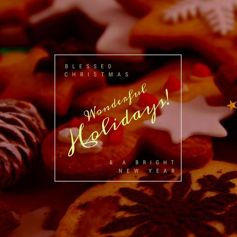 Festive christmas greeting card with gingerbread cookies