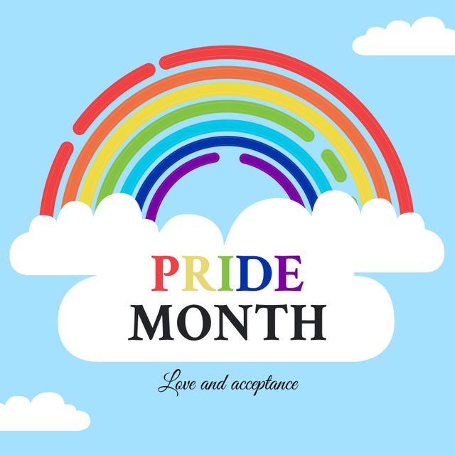 Pride Month Rainbow Over Clouds Poster Design - Download Free Stock Templates Pikwizard.com