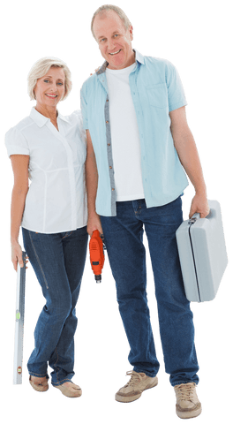senior couple happily holding diy tools on transparent background - Download Free Stock Videos Pikwizard.com