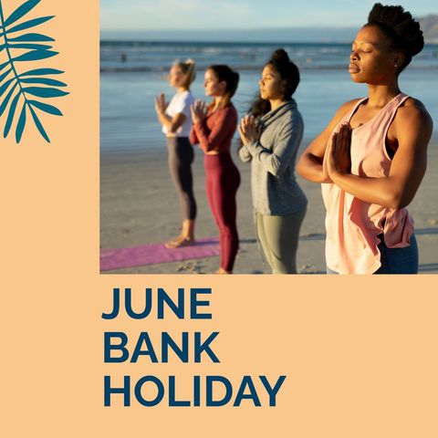 Diverse Women Practicing Beach Meditation on June Bank Holiday