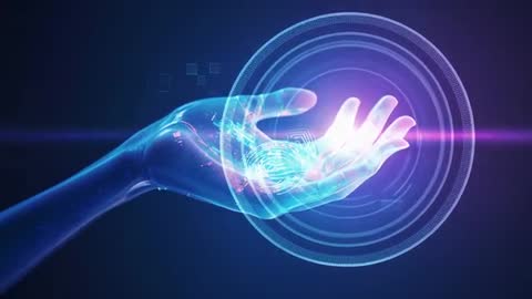 Holographic Hand with Futuristic Digital Interface