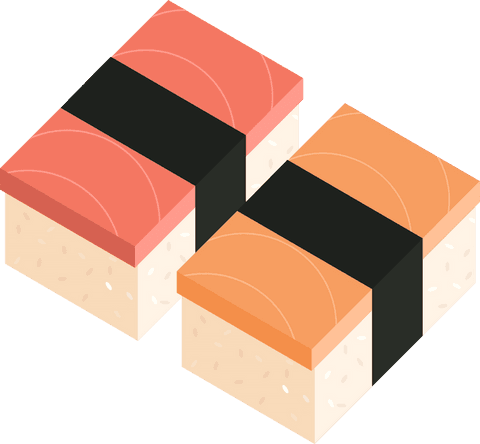 isometric twin nigiri sushi on transparent background - Download Free Stock Videos Pikwizard.com