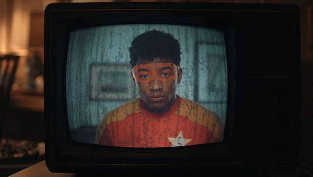 Retro CRT Television Displaying Superhero Lifestyle in Living Room