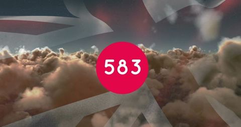 Counter Display Over United Kingdom Flag and Clouds in Digital Background - Download Free Stock Images Pikwizard.com