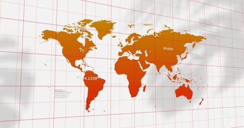 Digital World Map with Data on Abstract Grid Background - Download Free Stock Images Pikwizard.com