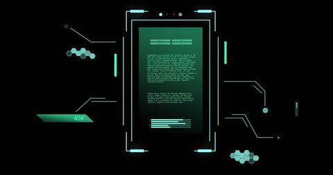 Futuristic tech interface with scientific data visualization