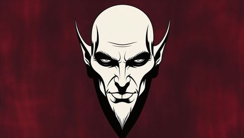 Mythical satan head with dark red background