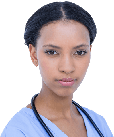 Confident Female Surgeon with Stethoscope on Transparent Background