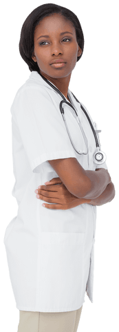 Transparent Background of Confident Nurse with Stethoscope