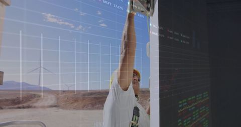 Engineer Analyzing Wind Energy Data for Sustainability