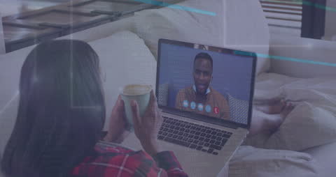 Virtual Meeting at Home Amidst Digital Interface Overlay