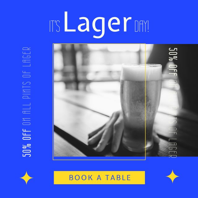 Promotion Poster Celebrating Lager Day with Discount on Pints - Download Free Stock Templates Pikwizard.com