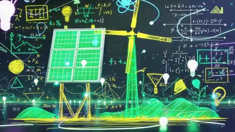 Futuristic Renewable Energy Concepts with Solar Panel and Wind Turbine