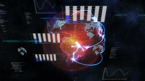 Data Processing Animation with Digital Earth Hologram