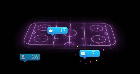 Futuristic Neon Hockey Board with Digital Engagement Icons