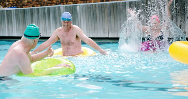 Senior Adults Enjoying Water Activities in Swimming Pool - Download Free Stock Images Pikwizard.com