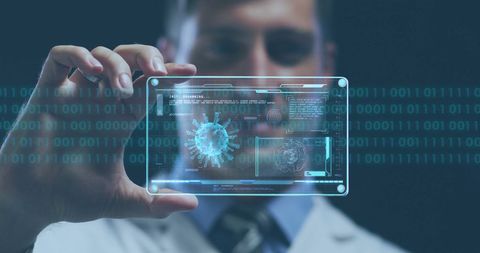 Futuristic Transparent Tablet with Digital Interface and Binary Code - Download Free Stock Images Pikwizard.com