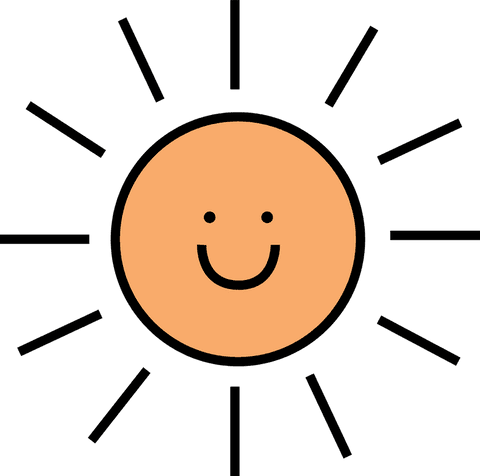 Smiling sun illustration on transparent background, joyful and minimalist design