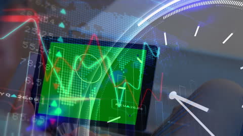 Digital Data Analysis with Tablet and Stock Market Graph