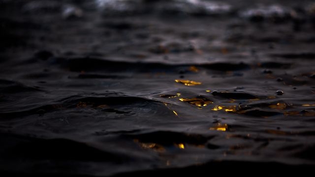 Golden light reflecting on calm, dark water surface with gentle waves and ripples. Perfect for backgrounds, nature-themed projects, desktop wallpapers, and relaxation or meditation visuals. Creates a serene and mysterious atmosphere, ideal for creative designs, podcasts, or artistic presentations focused on tranquility and nature.