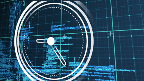 Digital Clock Interface Superimposed on Futuristic Data Network